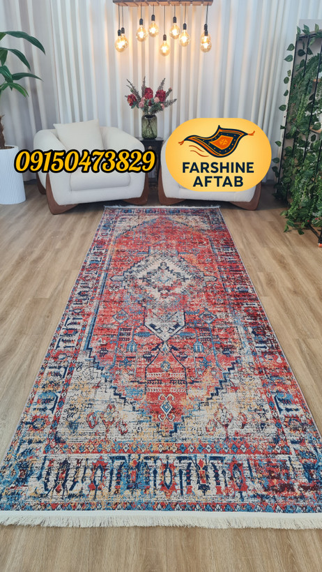 خرید ارزان فرشینه آفتاب فرش راهرو و کناره کدM242مخمل شانل ترک استپدار