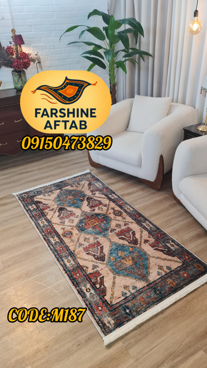 بهترین کیفیت فرشینه سنتی فرشینه آفتاب کد M187مخمل شانل