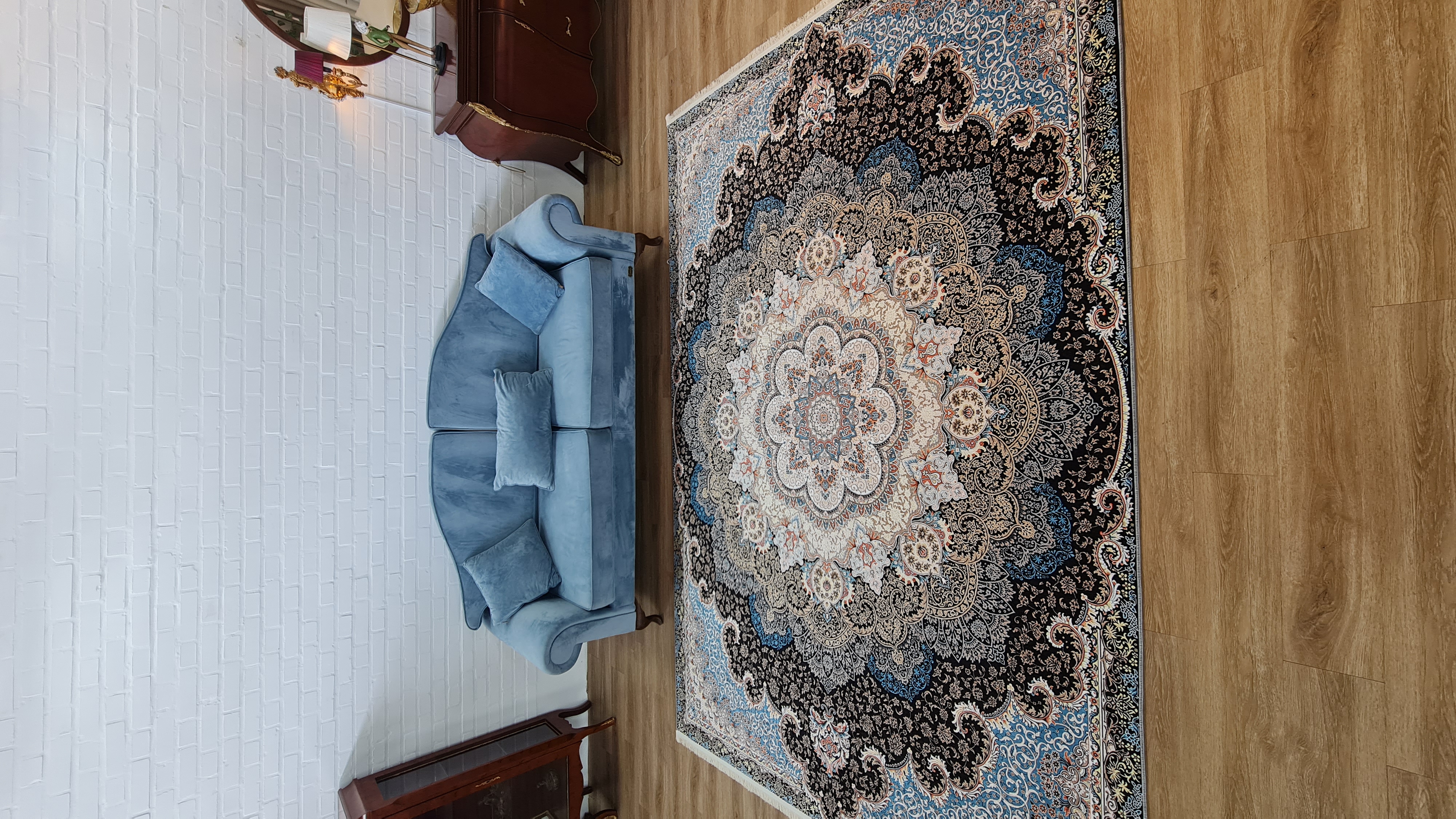 خرید مناسب فرشینه سنتی فرشینه آفتاب کد U168مخمل شانل