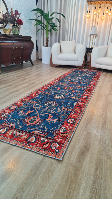 قیمت مناسب فرشینه سنتی فرشینه آفتاب کد U464مخمل شانل ترک استپدار