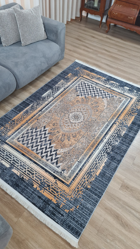 قیمت ارزان فرشینه سنتی فرشینه آفتاب کد H482مخمل شانل ترک استپدار