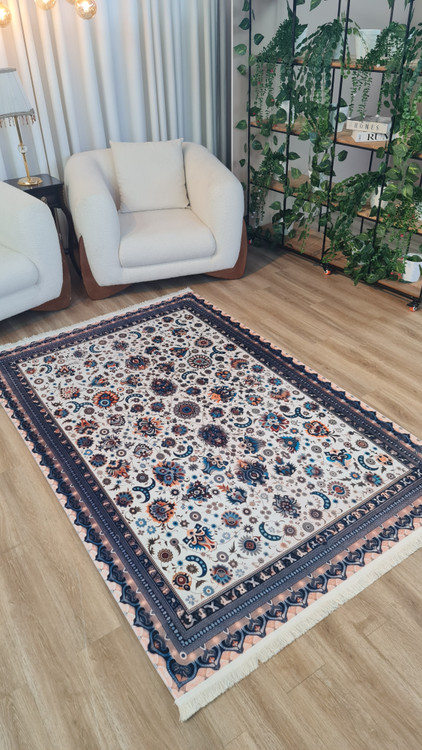 خرید ارزان فرشینه سنتی فرشینه آفتاب کد U647مخمل شانل ترک استپدار