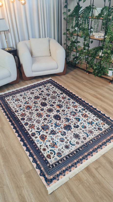 خرید ارزان فرشینه سنتی فرشینه آفتاب کد U647مخمل شانل ترک استپدار