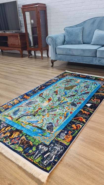 خرید ارزانترین فرشینه سنتی فرشینه آفتاب کد U463مخمل شانل ترک استپدار