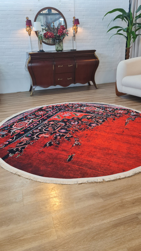 قیمت ارزان فرشینه گرد فرشینه آفتاب کدU648مخمل شانل ترک استپدار