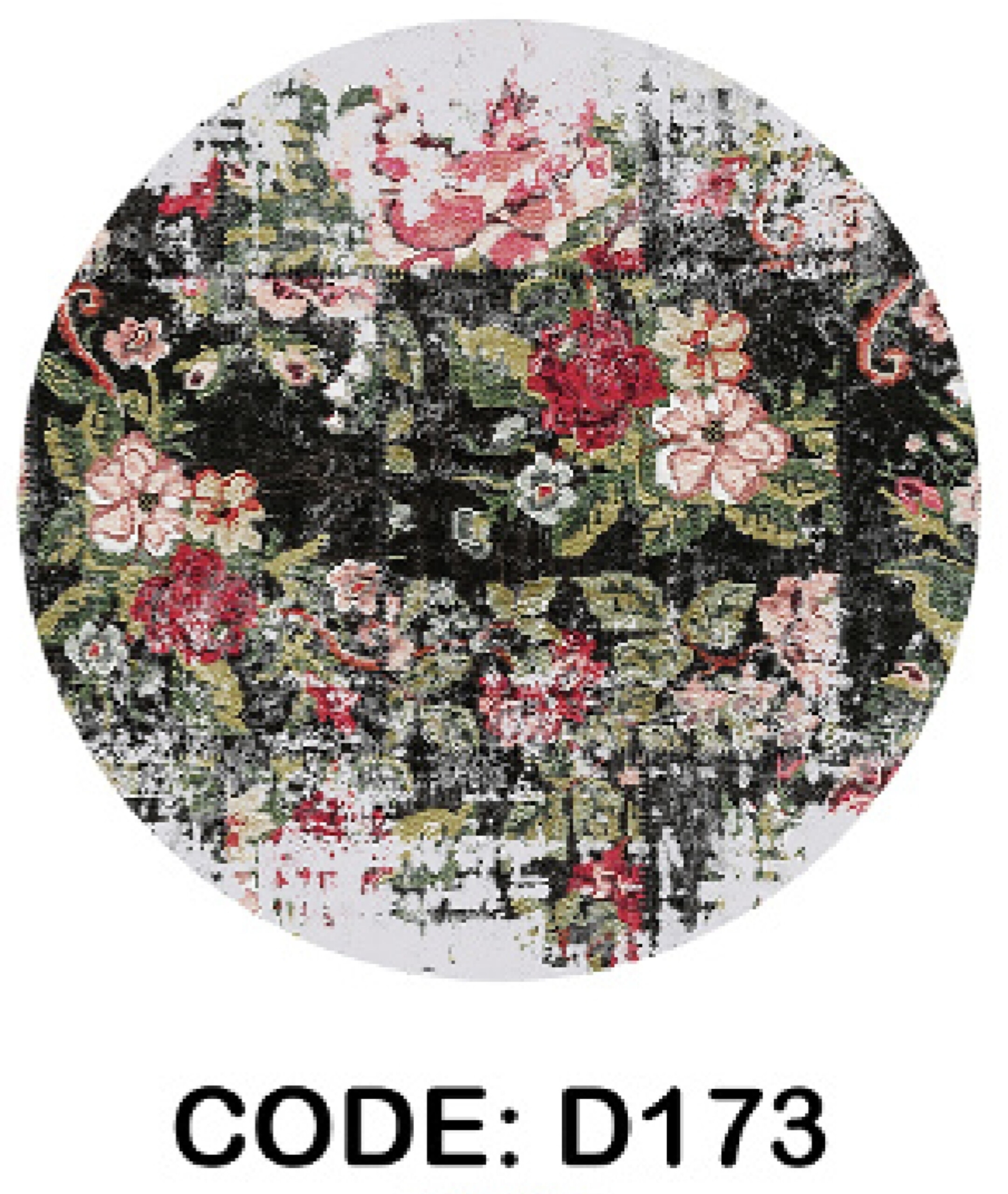 خرید ارزان فرشینه گرد فرشینه آفتاب کدD173مخمل شانل ترک استپدار