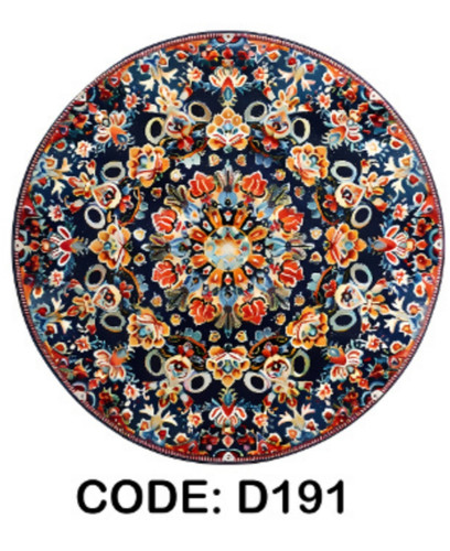 خرید ارزان فرشینه گرد فرشینه آفتاب کدD191مخمل شانل ترک استپدار