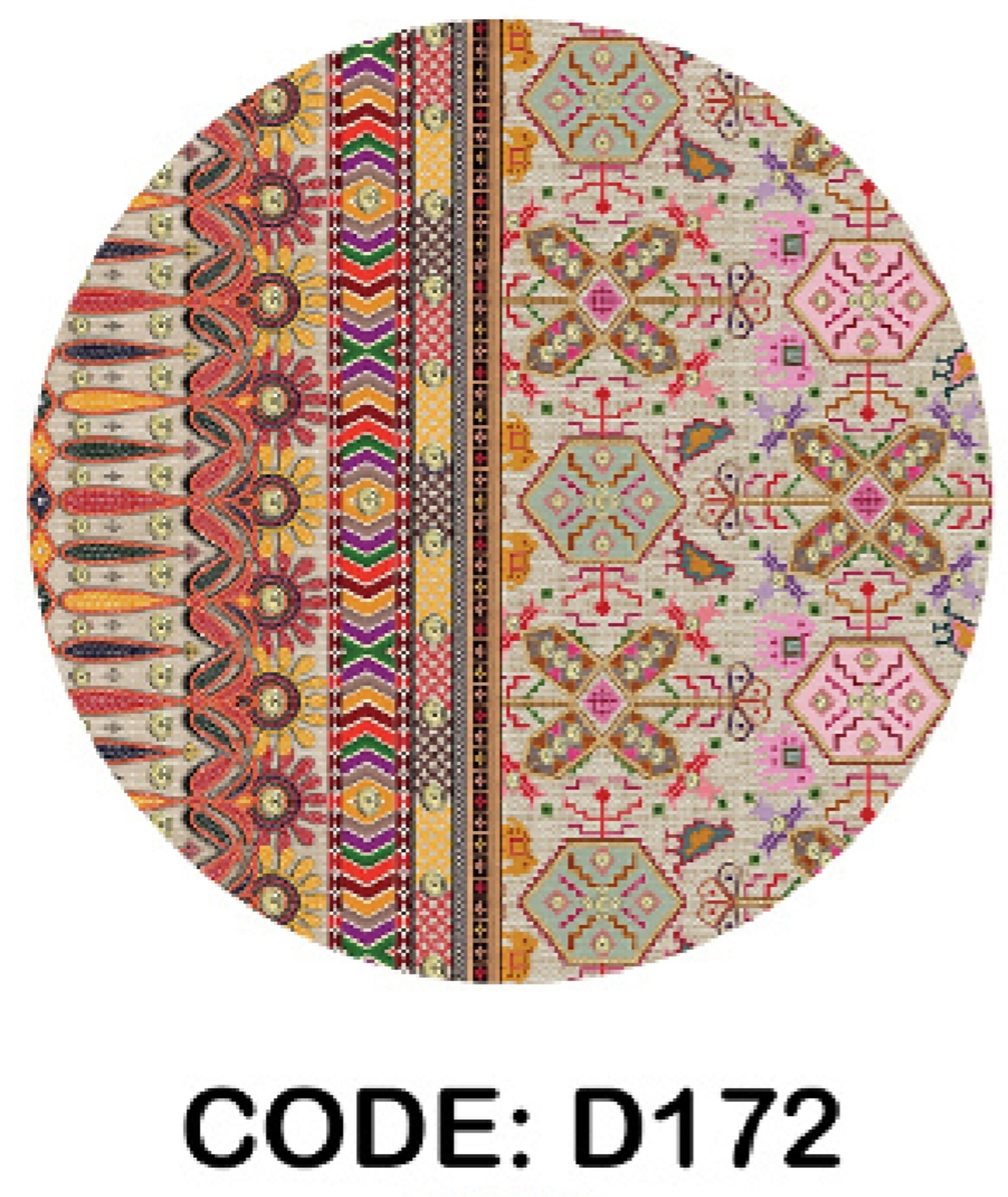 خرید ارزان فرشینه گرد فرشینه آفتاب کدD172مخمل شانل ترک استپدار