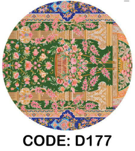 خرید ارزان فرشینه گرد فرشینه آفتاب کدD177مخمل شانل ترک استپدار