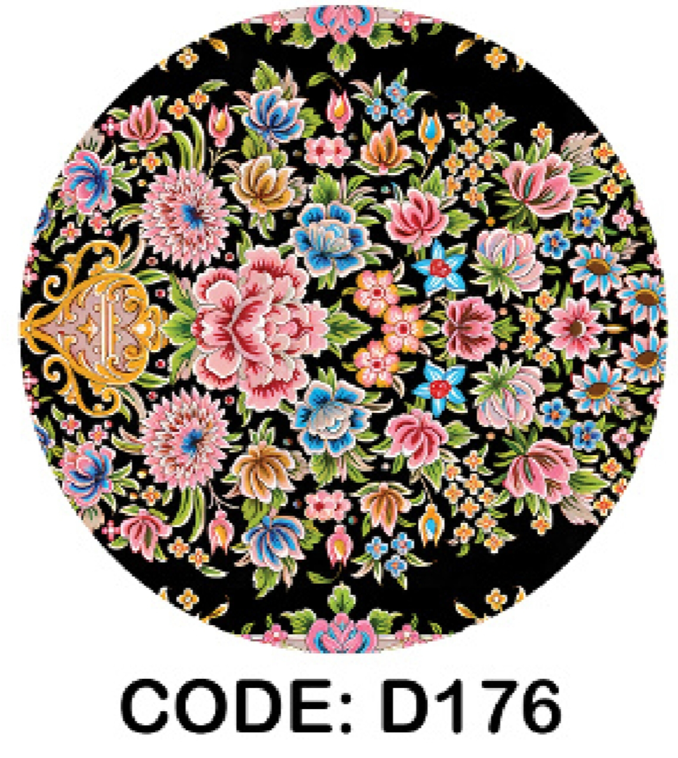 خرید ارزان فرشینه گرد فرشینه آفتاب کدD176مخمل شانل ترک استپدار