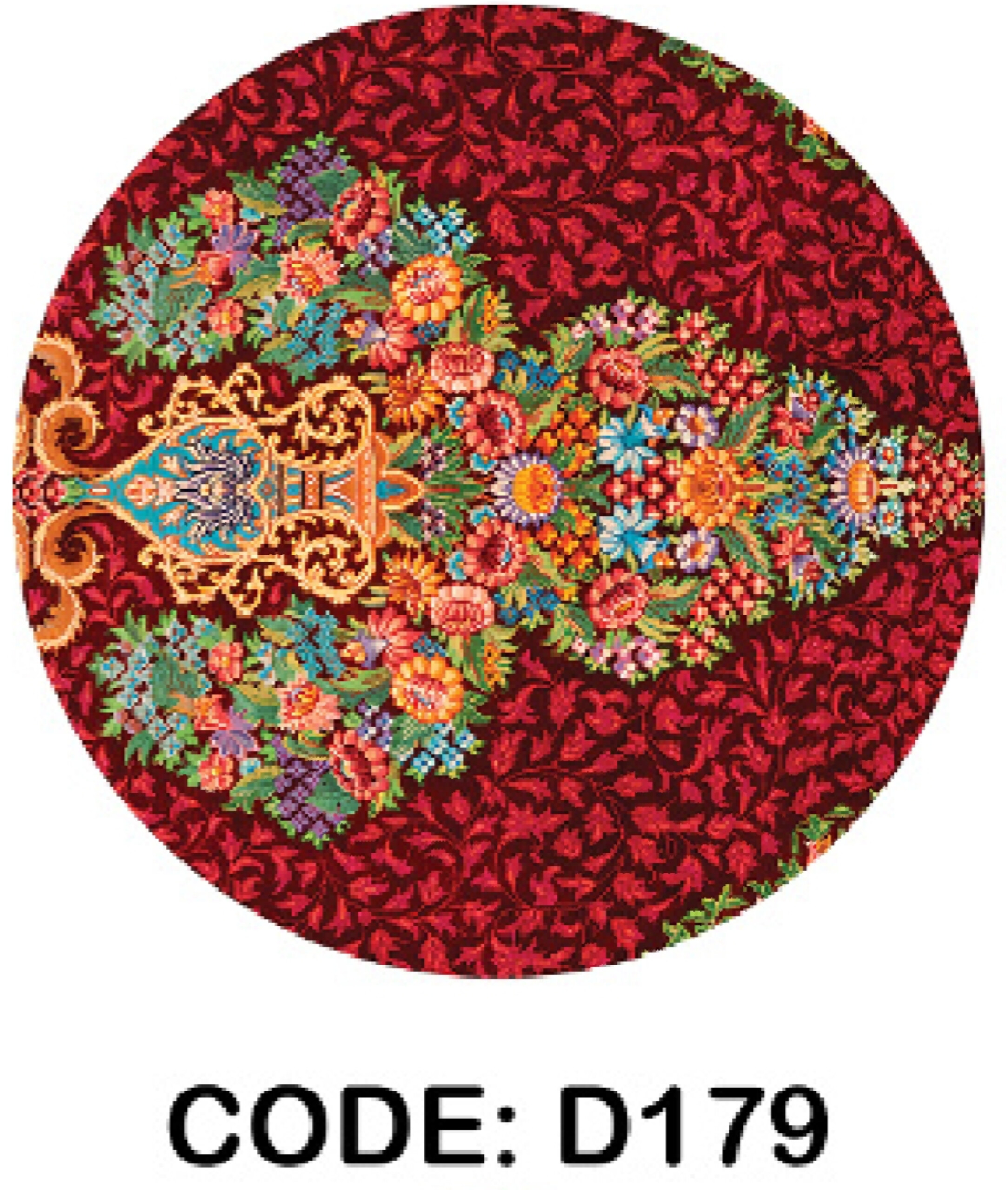 فرشینه گرد فرشینه آفتاب کدD179مخمل شانل ترک استپدار