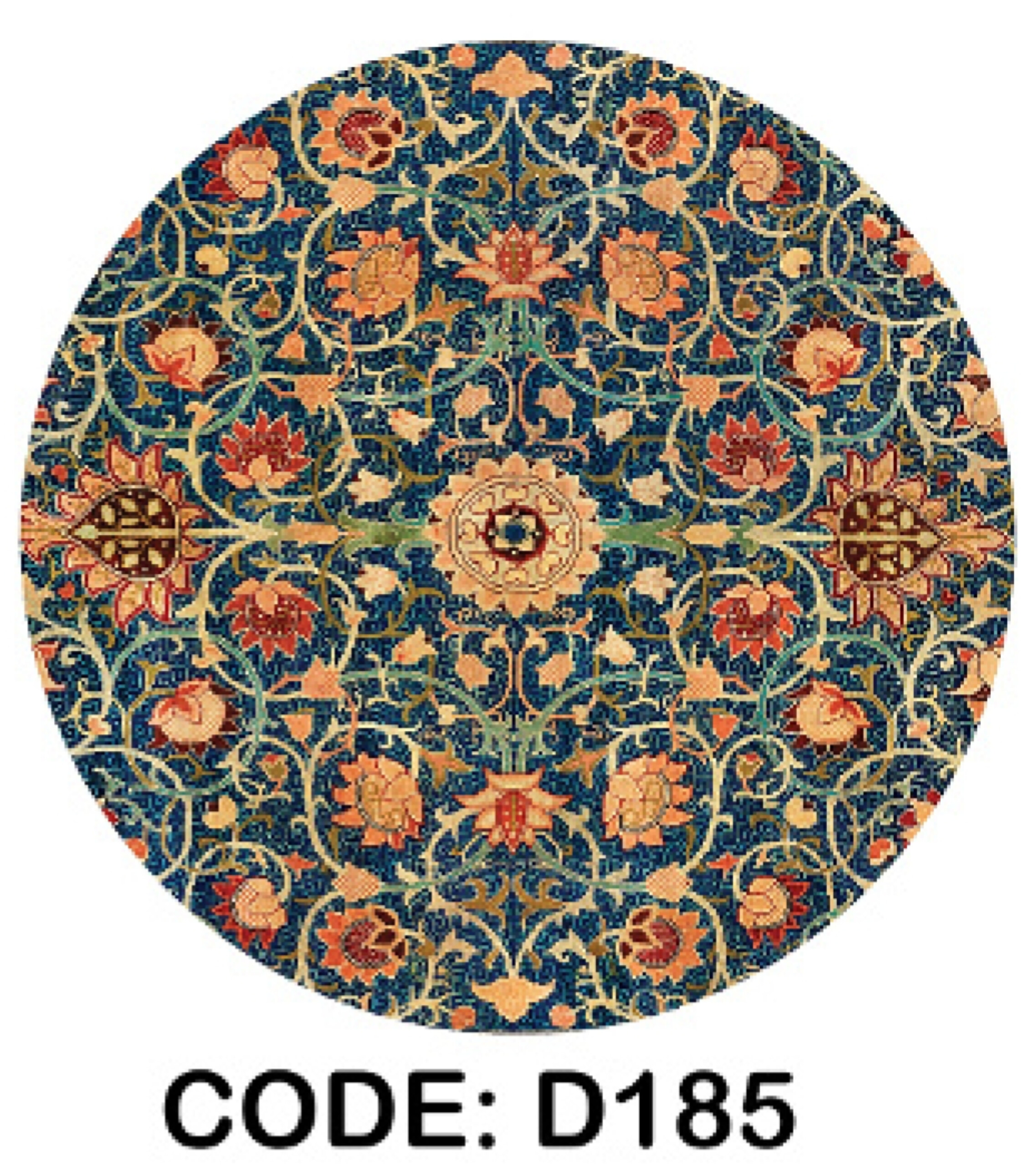 خرید ارزان فرشینه گرد فرشینه آفتاب کدD185مخمل شانل ترک استپدار