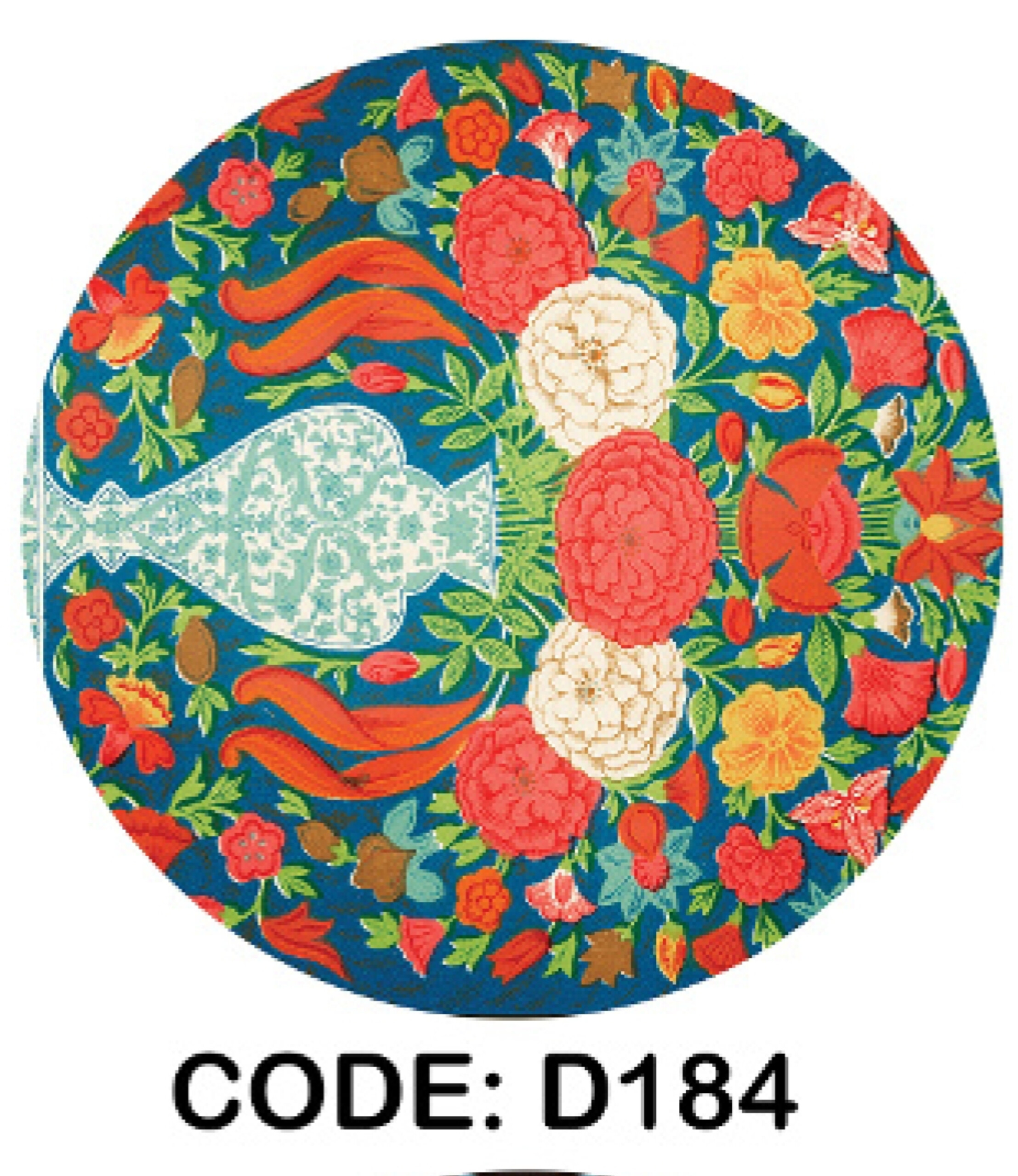 خرید ارزان فرشینه گرد فرشینه آفتاب کدD184مخمل شانل ترک استپدار