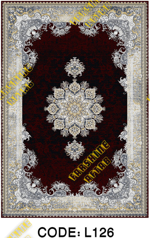 خرید ارزان فرشینه لاکی فرشینه آفتاب کد L126مخمل شانل ترک استپدار
