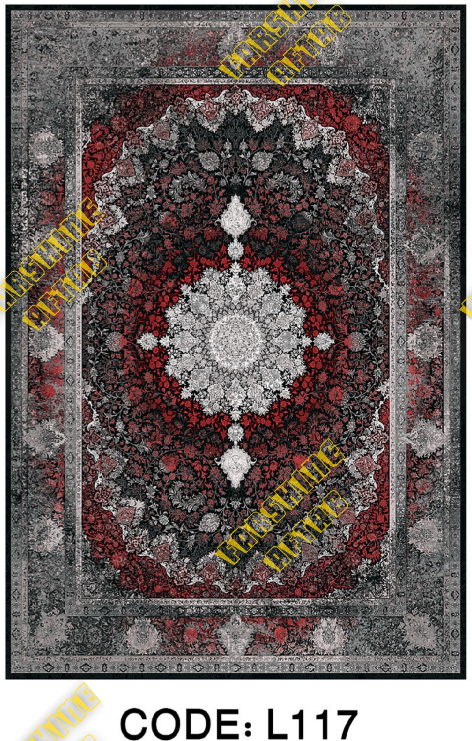 خرید ارزان فرشینه لاکی فرشینه آفتاب کد L117مخمل شانل ترک استپدار