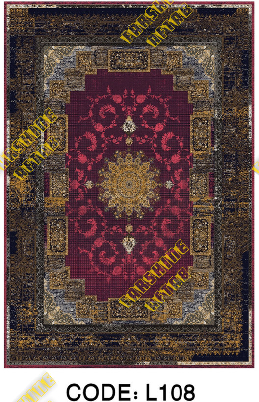 خرید آسان فرشینه لاکی فرشینه آفتاب کد L108مخمل شانل ترک استپدار