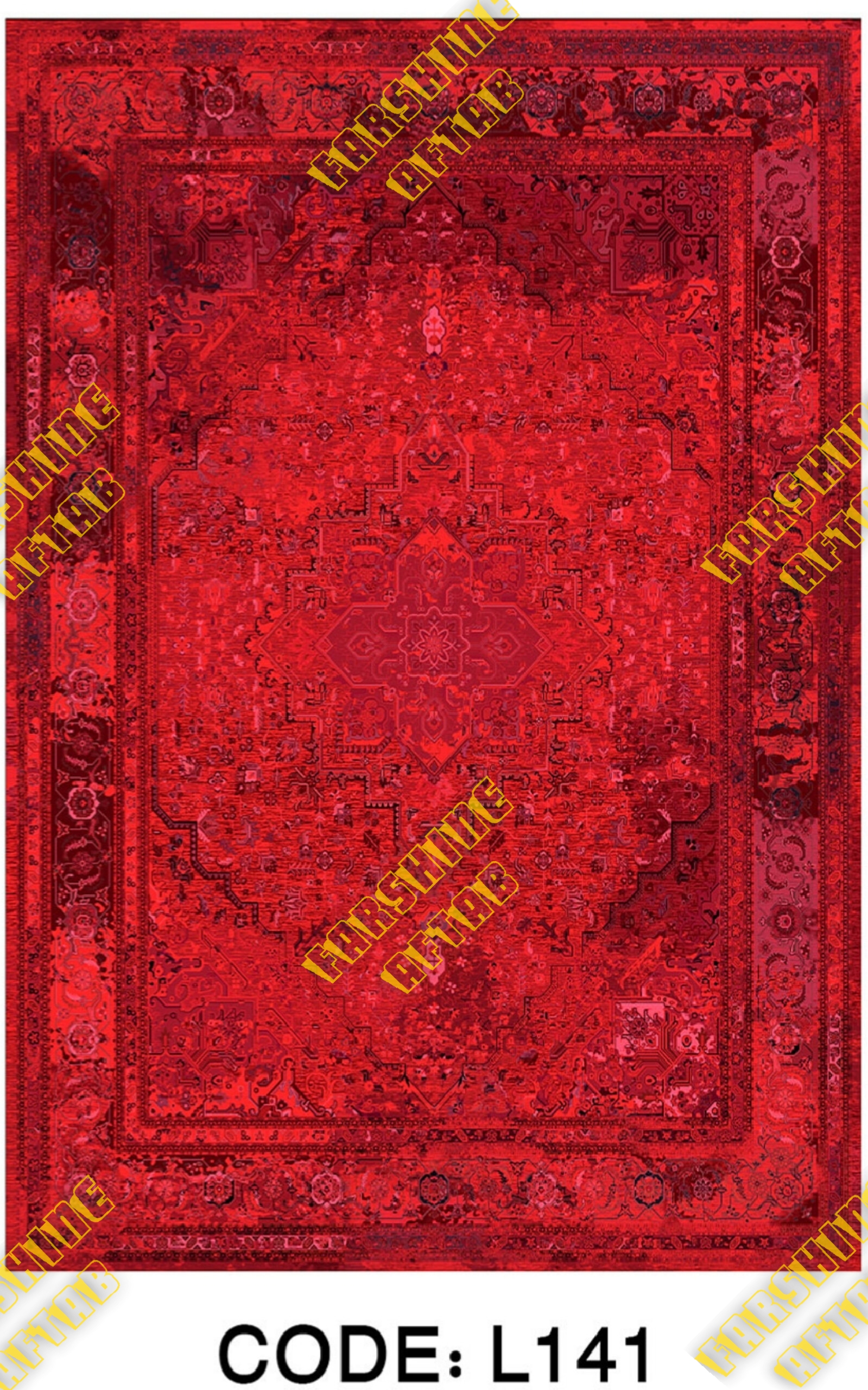 خرید ارزان فرشینه لاکی فرشینه آفتاب کد L141مخمل شانل ترک استپدار