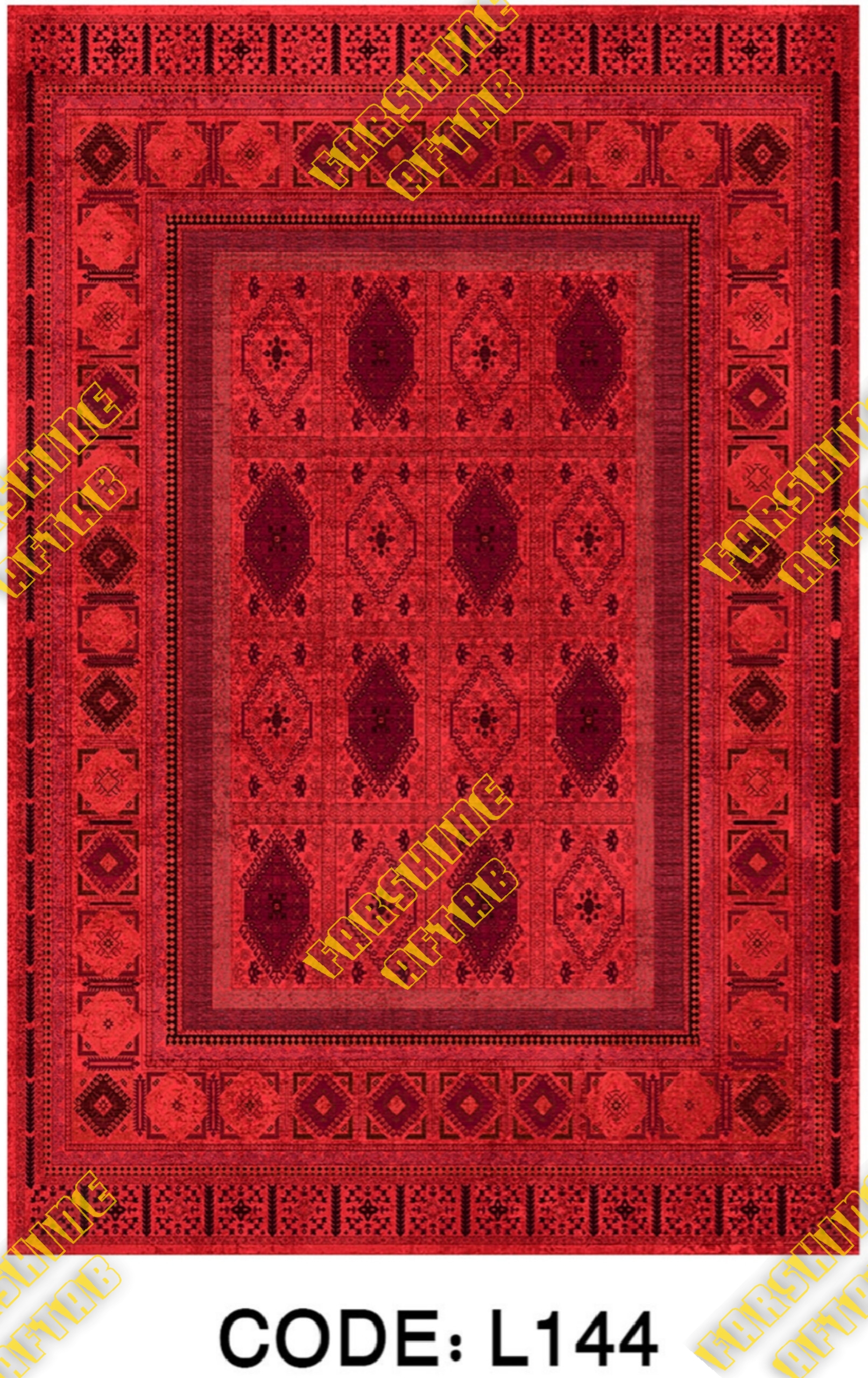 خرید ارزان فرشینه لاکی فرشینه آفتاب کد L144مخمل شانل ترک استپدار