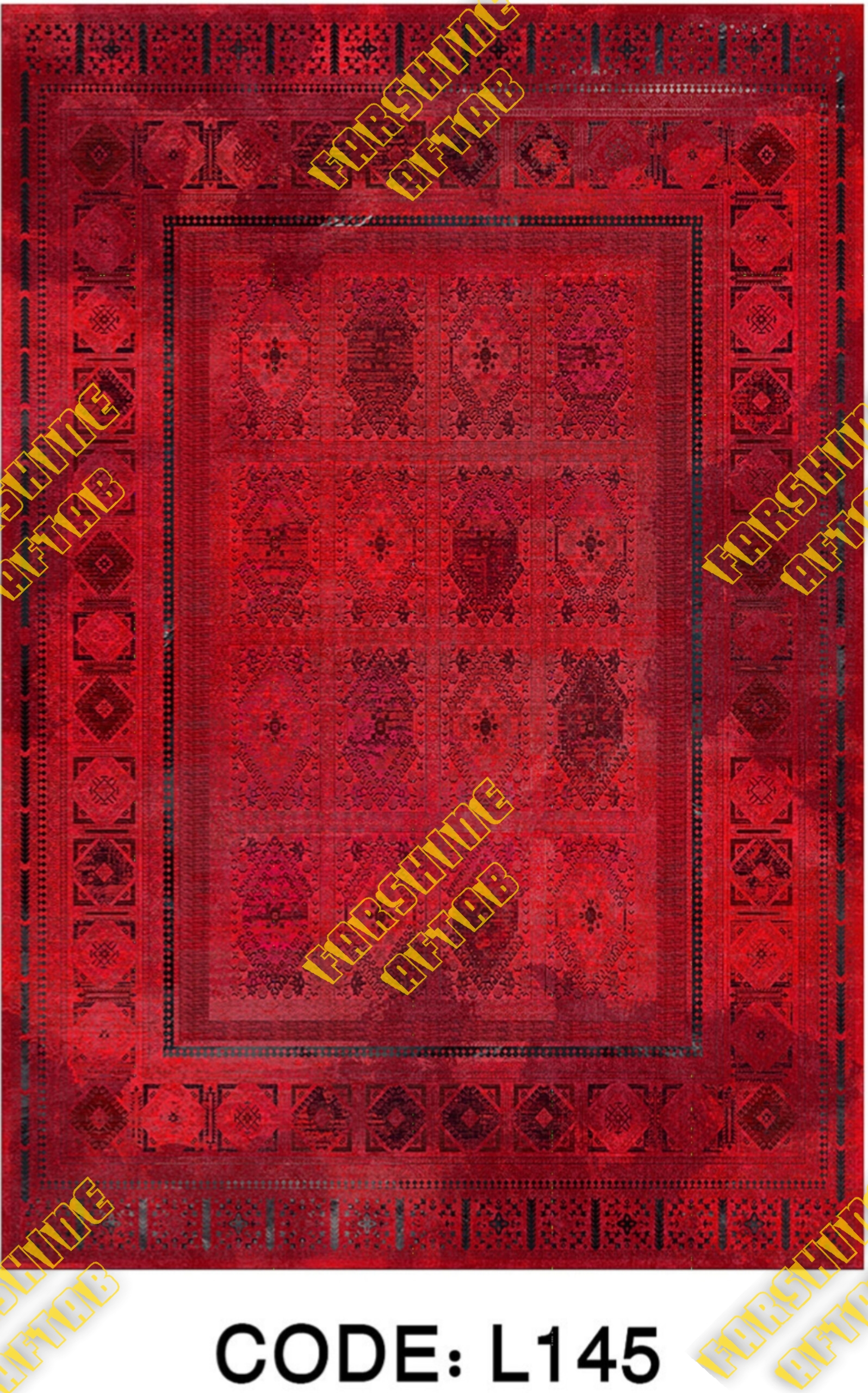 فرشینه لاکی فرشینه آفتاب کد L145مخمل شانل ترک استپدار