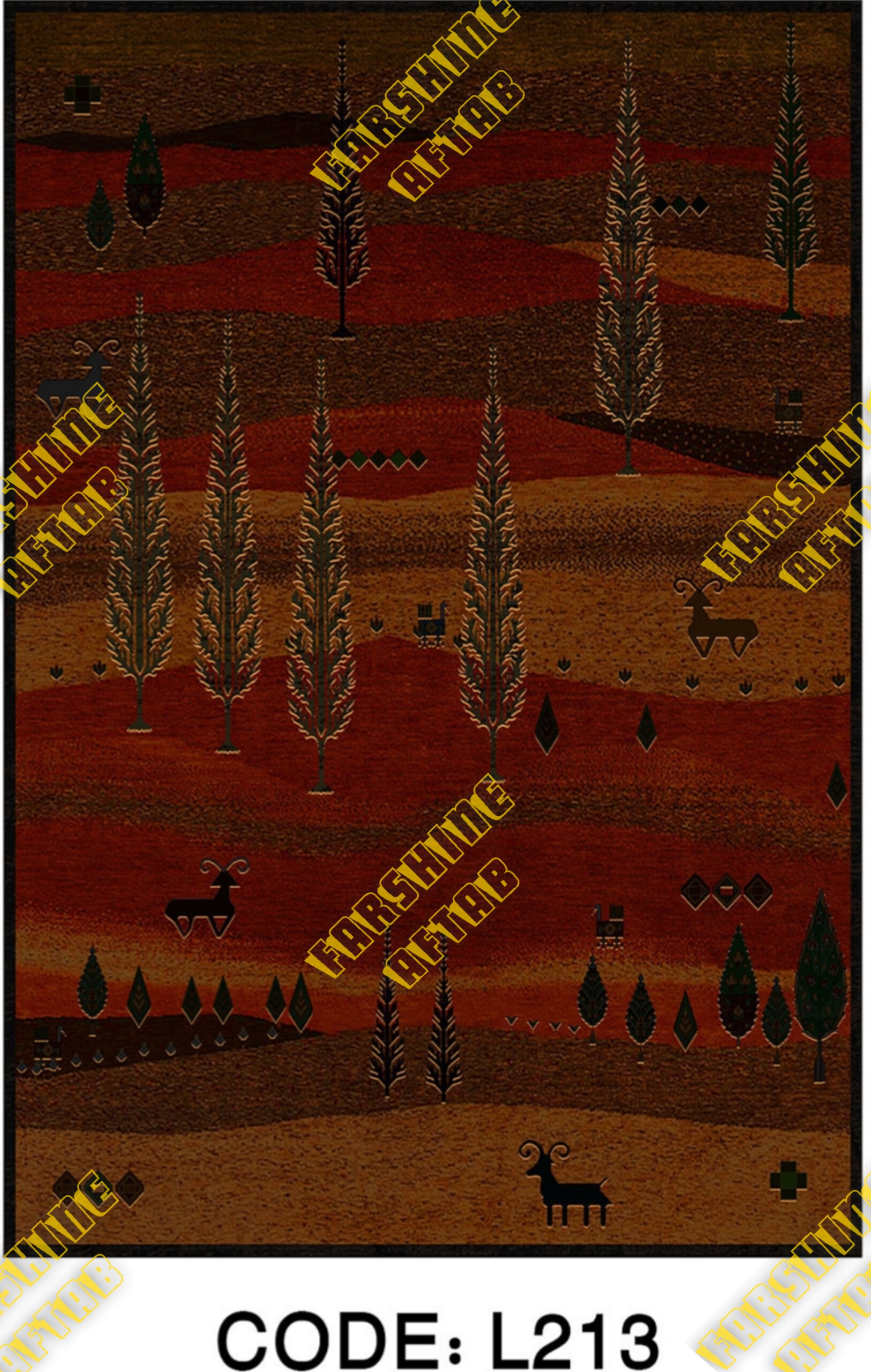 فرشینه لاکی فرشینه آفتاب کد L213مخمل شانل ترک استپدار