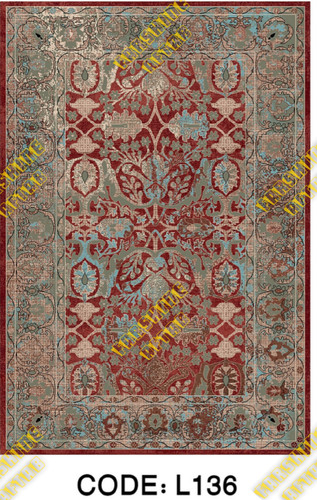 خرید ارزان فرشینه لاکی فرشینه آفتاب کد L136مخمل شانل ترک استپدار