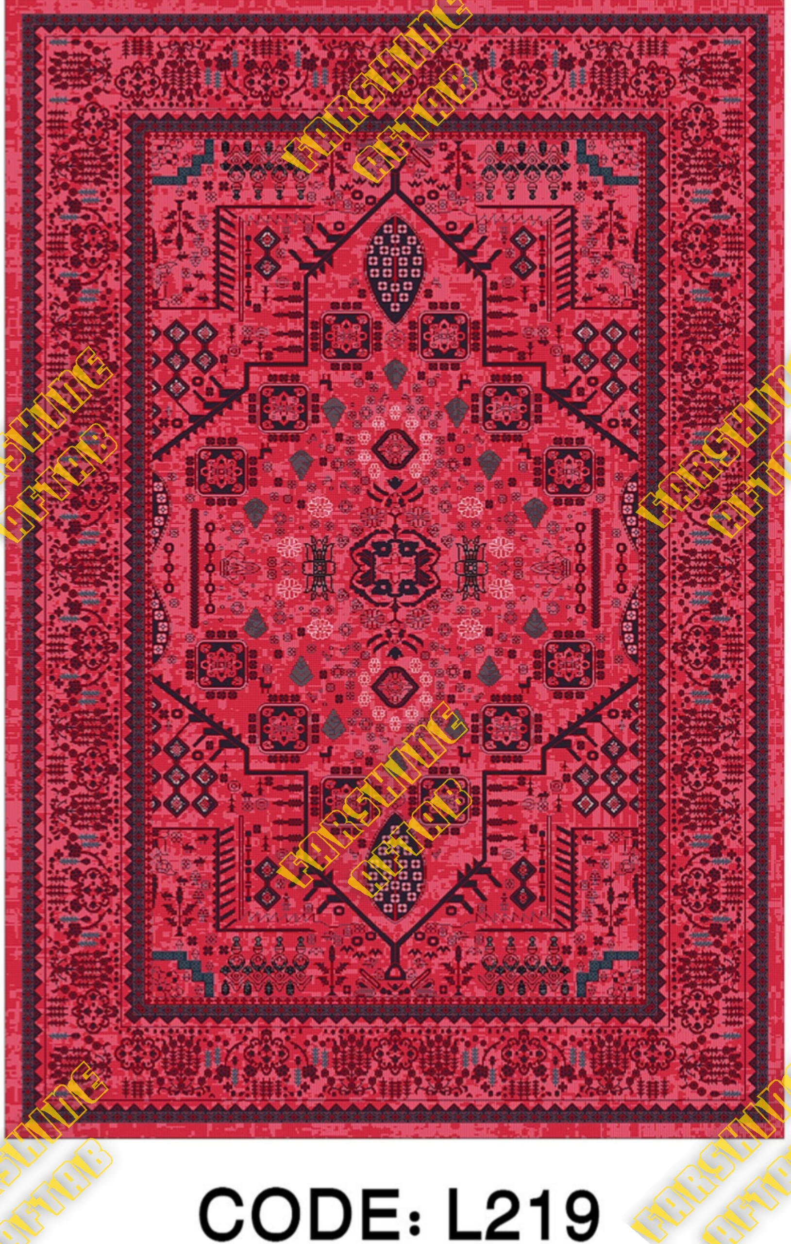 فرشینه لاکی فرشینه آفتاب کد L219مخمل شانل ترک استپدار