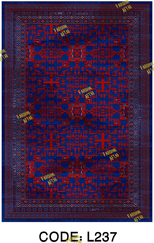 خرید ارزان فرشینه لاکی فرشینه آفتاب کد L237مخمل شانل ترک استپدار