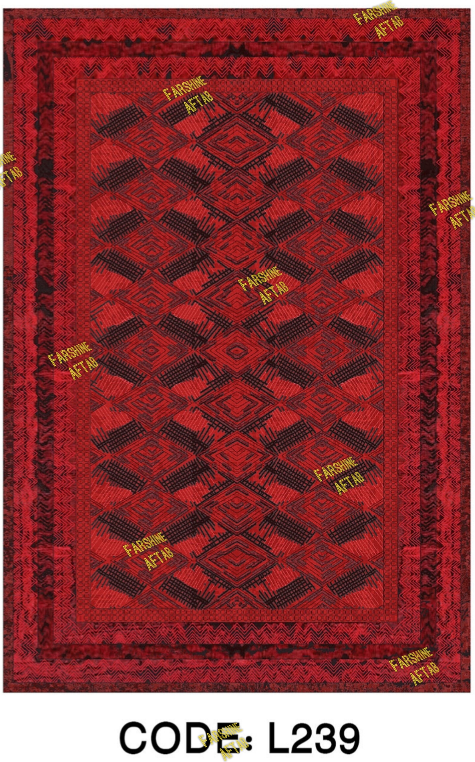 خرید ارزان فرشینه لاکی فرشینه آفتاب کد L239مخمل شانل ترک استپدار