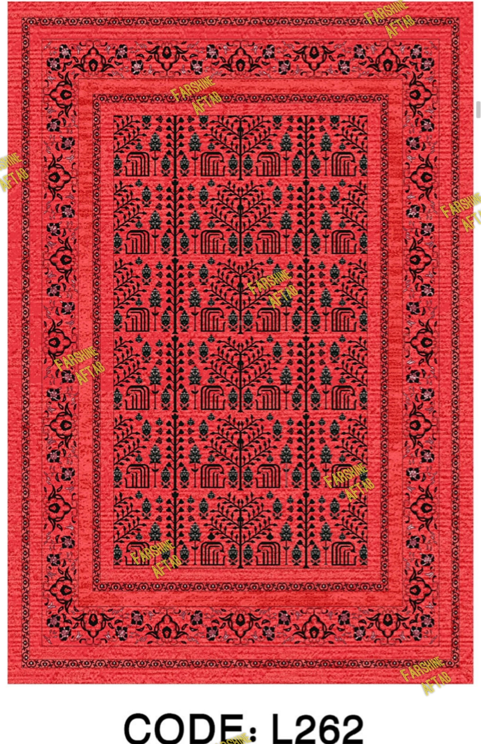 خرید ارزان فرشینه لاکی فرشینه آفتاب کد L262مخمل شانل ترک استپدار