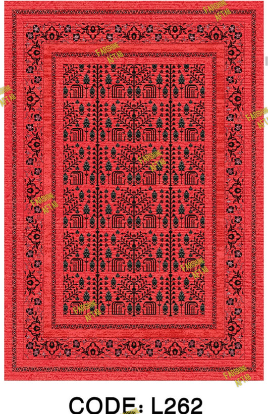 خرید ارزان فرشینه لاکی فرشینه آفتاب کد L262مخمل شانل ترک استپدار