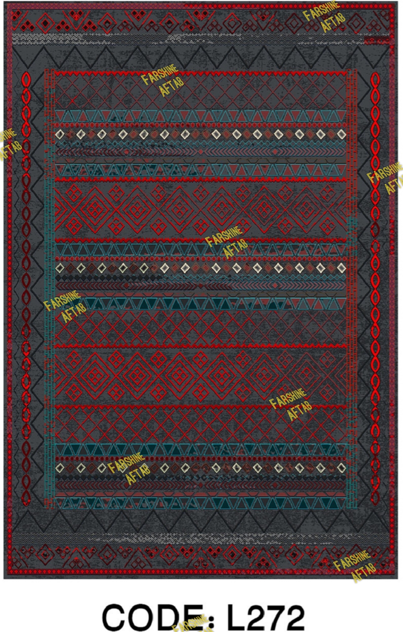 خرید ارزان فرشینه لاکی فرشینه آفتاب کد L272مخمل شانل ترک استپدار