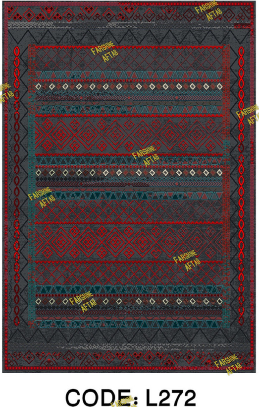 خرید ارزان فرشینه لاکی فرشینه آفتاب کد L272مخمل شانل ترک استپدار