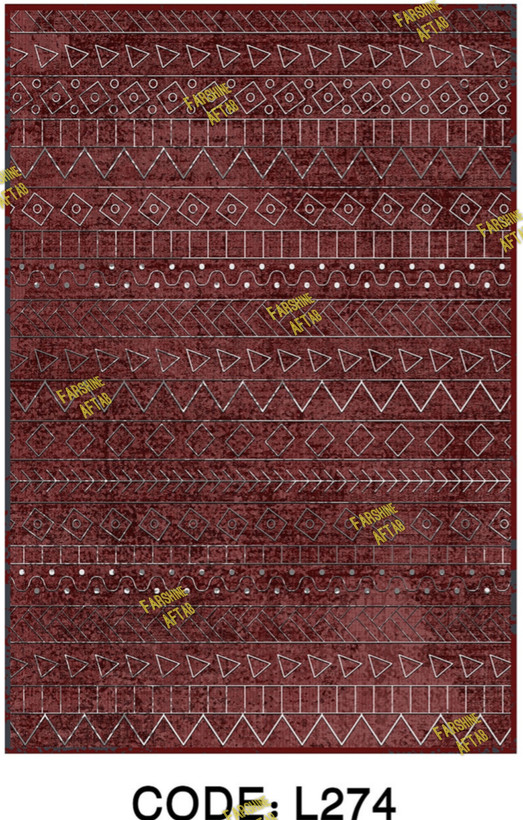 خرید ارزان فرشینه لاکی فرشینه آفتاب کد L274مخمل شانل ترک استپدار
