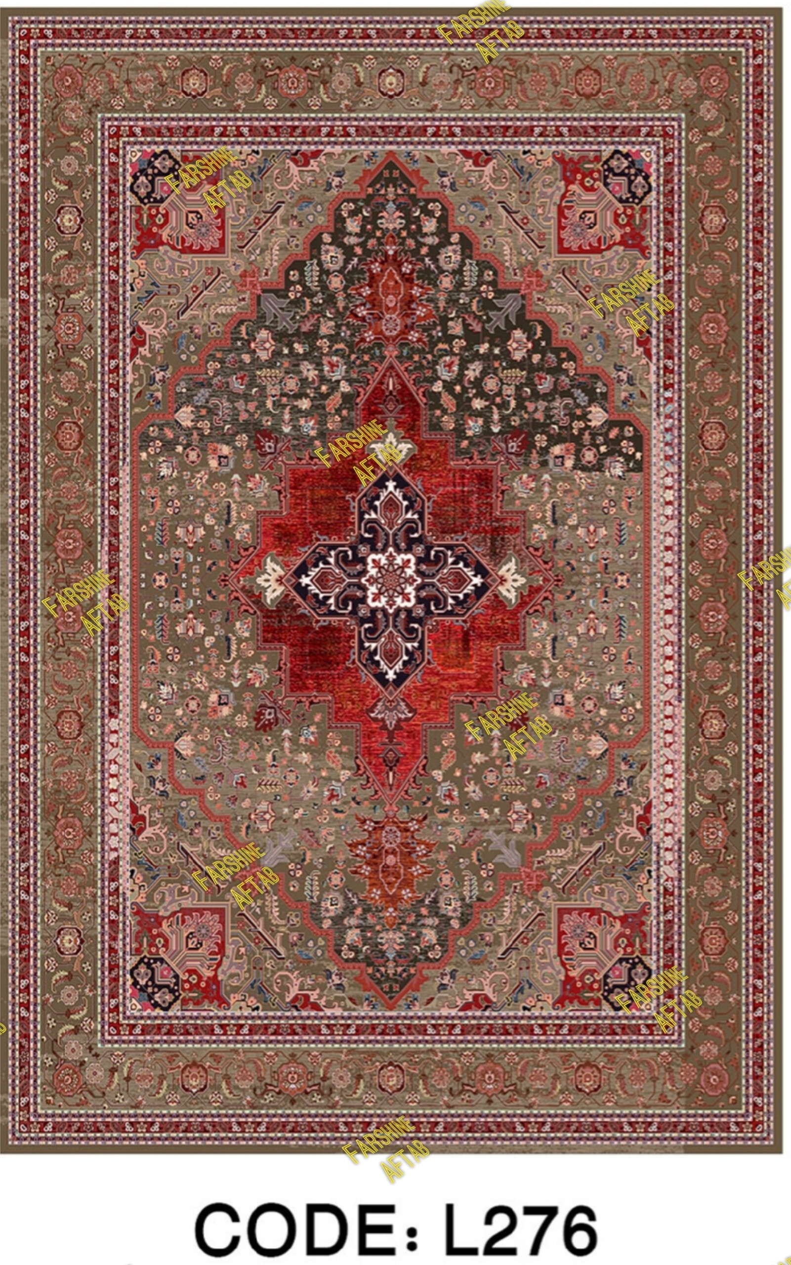 خرید ارزان فرشینه لاکی فرشینه آفتاب کد L276مخمل شانل ترک استپدار