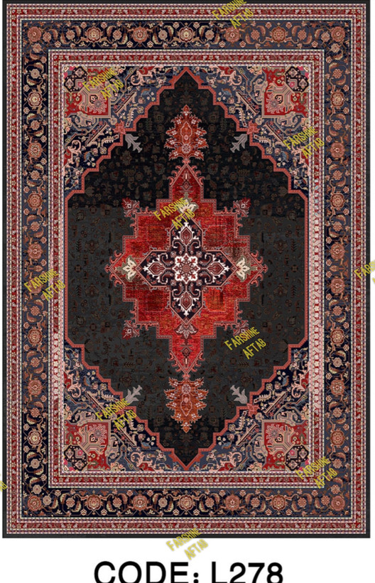 خرید ارزان فرشینه لاکی فرشینه آفتاب کد L278مخمل شانل ترک استپدار