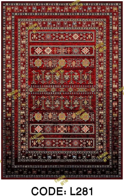 خرید ارزان فرشینه لاکی فرشینه آفتاب کد L281مخمل شانل ترک استپدار