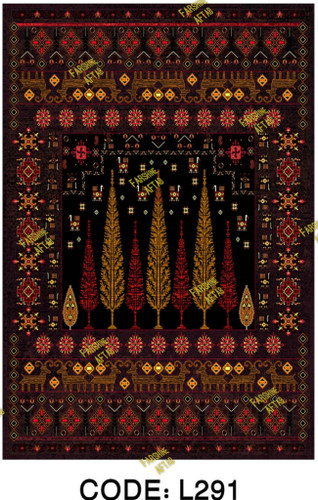 خرید ارزان فرشینه لاکی فرشینه آفتاب کد L291مخمل شانل ترک استپدار