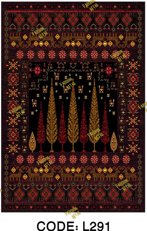 خرید ارزان فرشینه لاکی فرشینه آفتاب کد L291مخمل شانل ترک استپدار