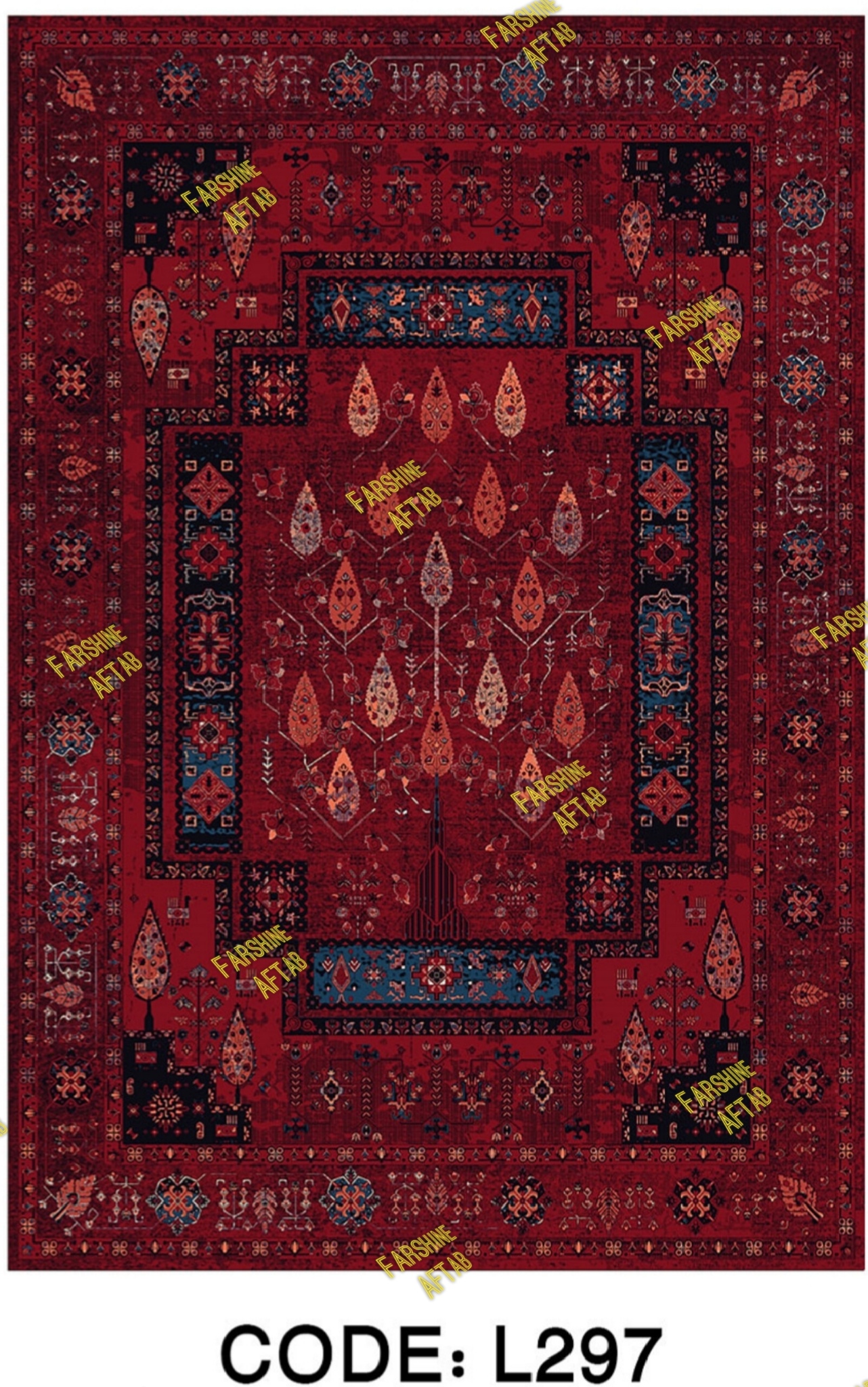 خرید ارزان فرشینه لاکی فرشینه آفتاب کد L297مخمل شانل ترک استپدار