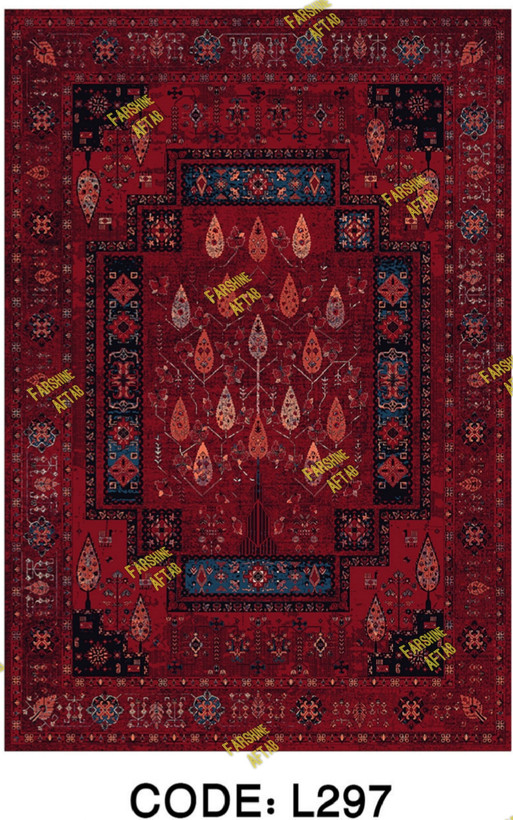 خرید ارزان فرشینه لاکی فرشینه آفتاب کد L297مخمل شانل ترک استپدار
