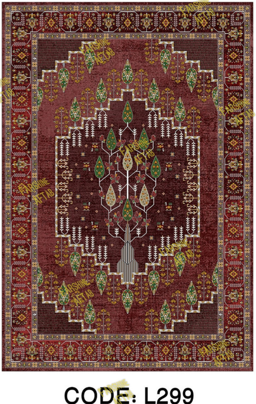 خرید ارزان فرشینه لاکی فرشینه آفتاب کد L299مخمل شانل ترک استپدار
