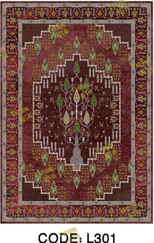 خرید ارزان فرشینه لاکی فرشینه آفتاب کد L301مخمل شانل ترک استپدار