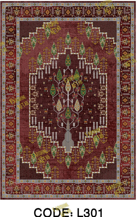 خرید ارزان فرشینه لاکی فرشینه آفتاب کد L301مخمل شانل ترک استپدار