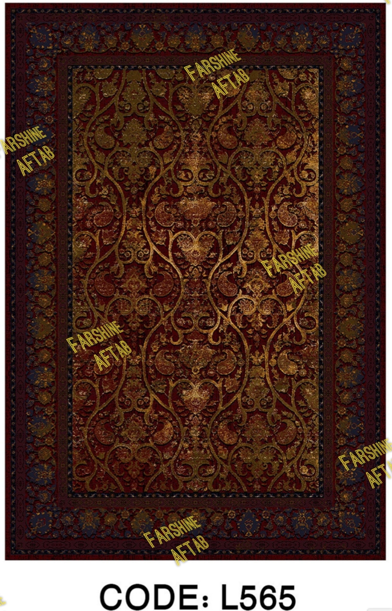 خرید ارزان فرشینه لاکی فرشینه آفتاب کد L565مخمل شانل ترک استپدار