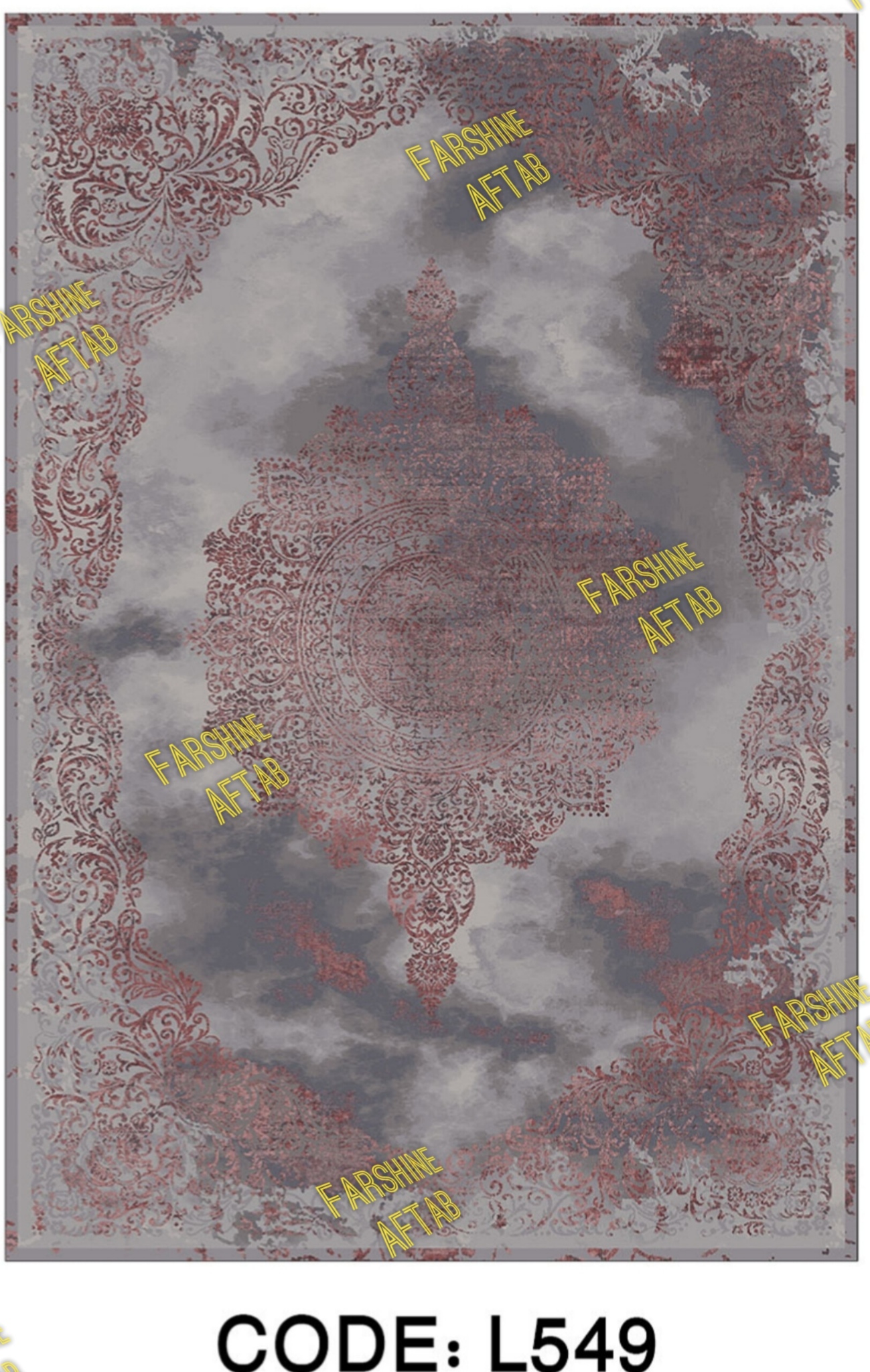 خرید ارزان فرشینه لاکی فرشینه آفتاب کد L549مخمل شانل ترک استپدار