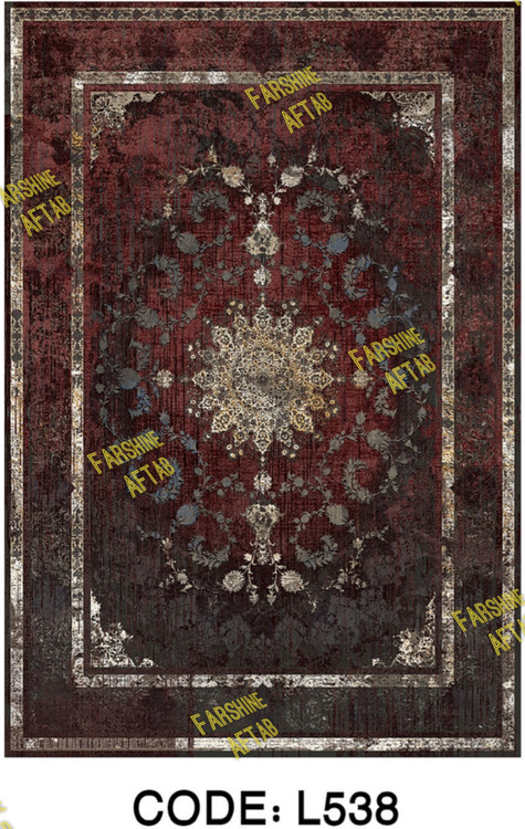 خرید ارزان فرشینه لاکی فرشینه آفتاب کد L538مخمل شانل ترک استپدار