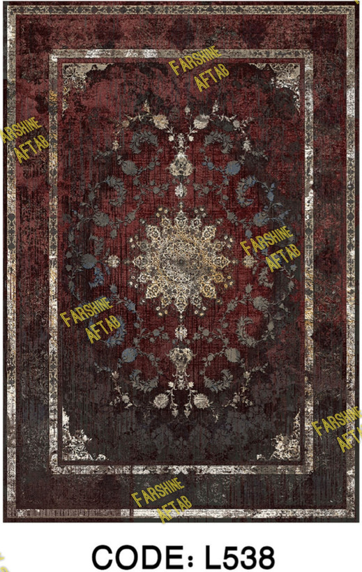خرید ارزان فرشینه لاکی فرشینه آفتاب کد L538مخمل شانل ترک استپدار