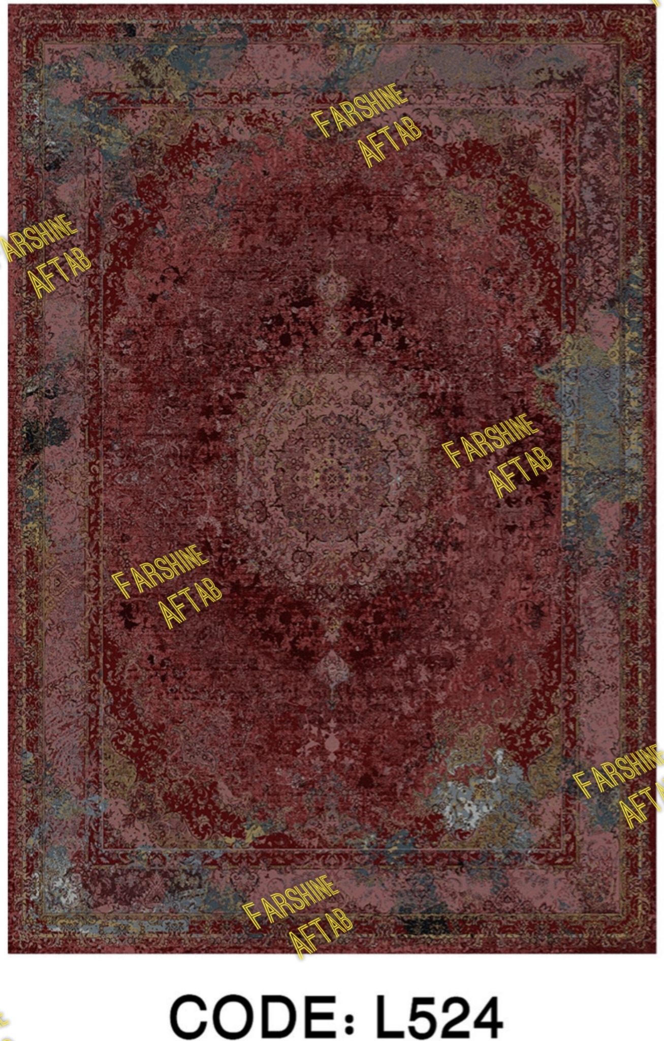 خرید ارزان فرشینه لاکی فرشینه آفتاب کد L524مخمل شانل ترک استپدار