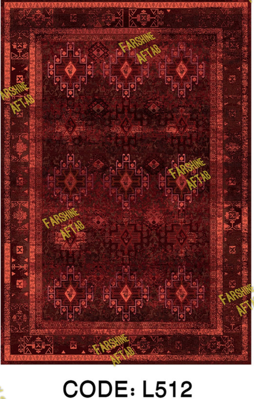 خرید ارزان فرشینه لاکی فرشینه آفتاب کد L512مخمل شانل ترک استپدار