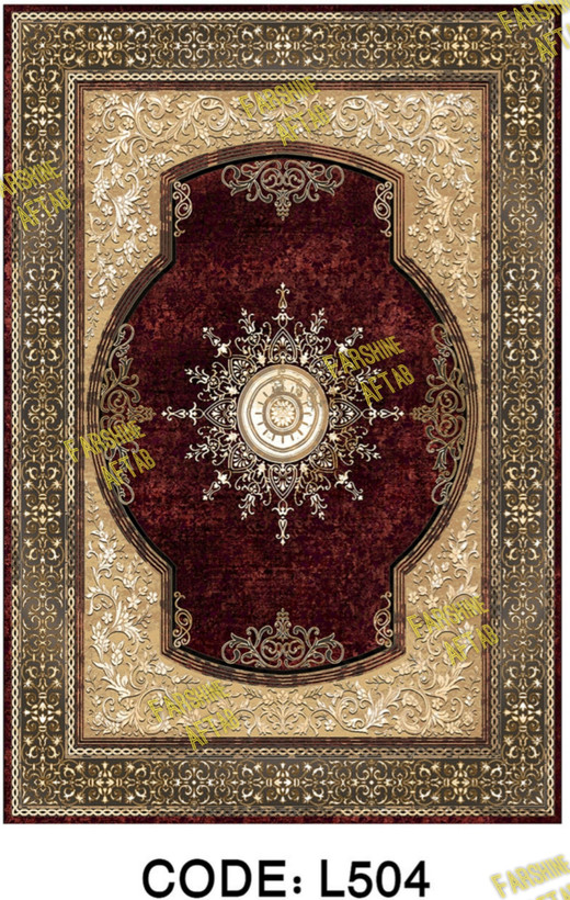 خرید ارزان فرشینه لاکی فرشینه آفتاب کد L504مخمل شانل ترک استپدار